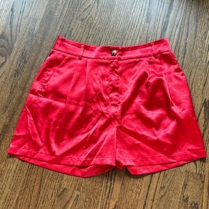 ASOS high rise red satin tailored short size 6